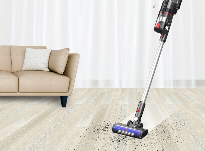 Modern home with HUAYI stick vacuum